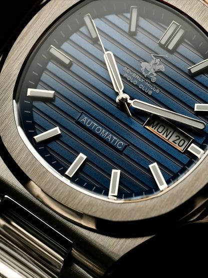 Blue dial, silver chain