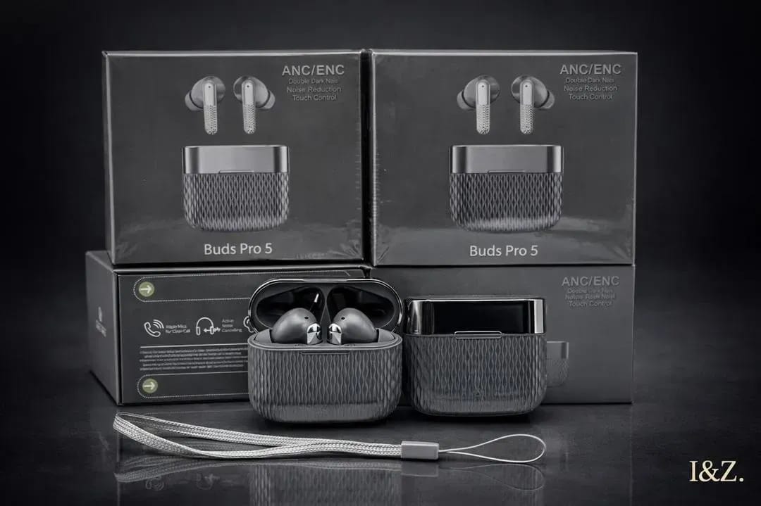 Black Buds Pro 5 Airpods with Fast Charge & Long Battery