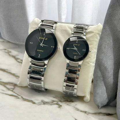 Couple Analog Watch Steel 36mm Set